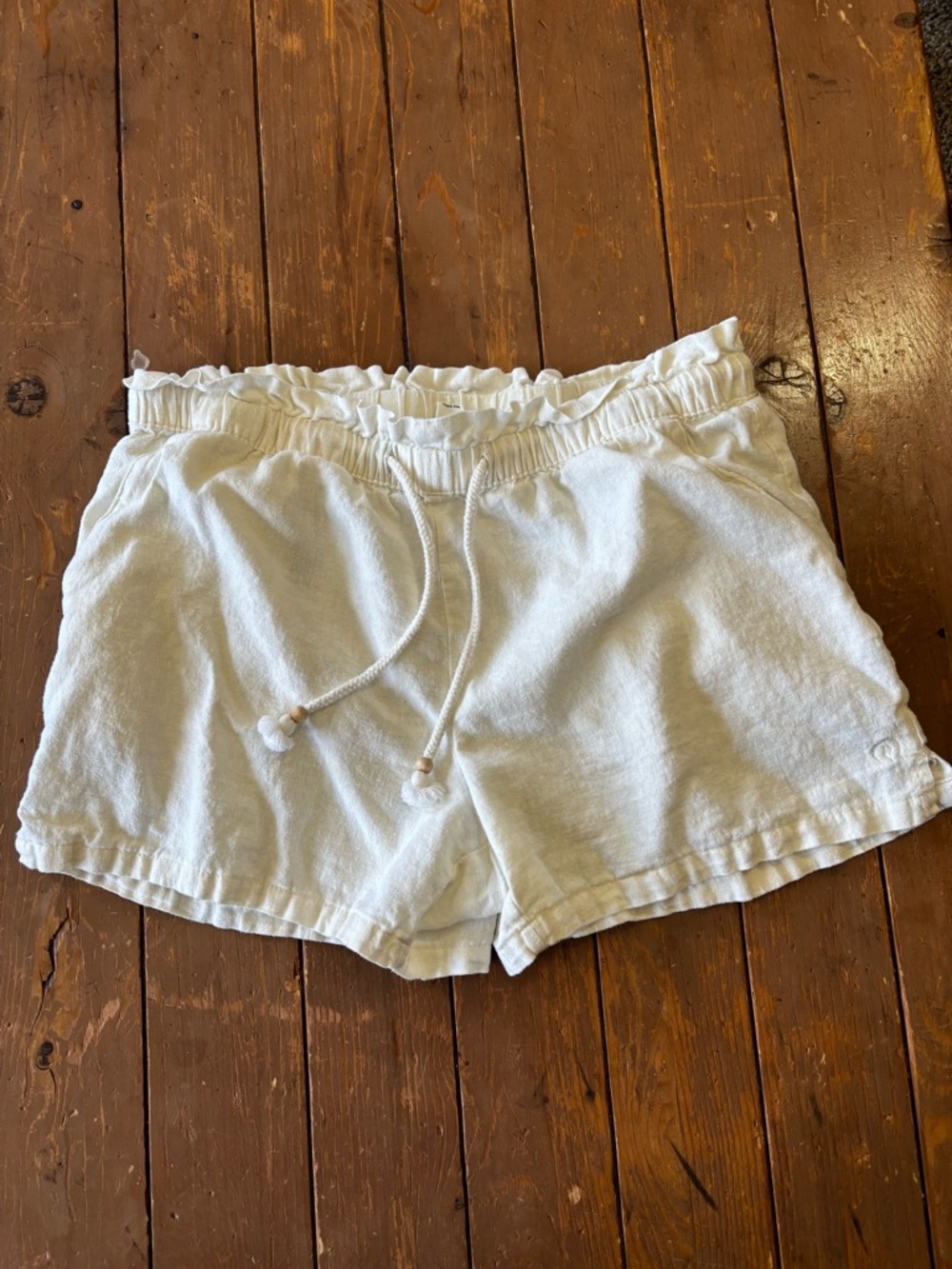 Hang Ten Linen Rayon White Drawstring Lounge Shorts